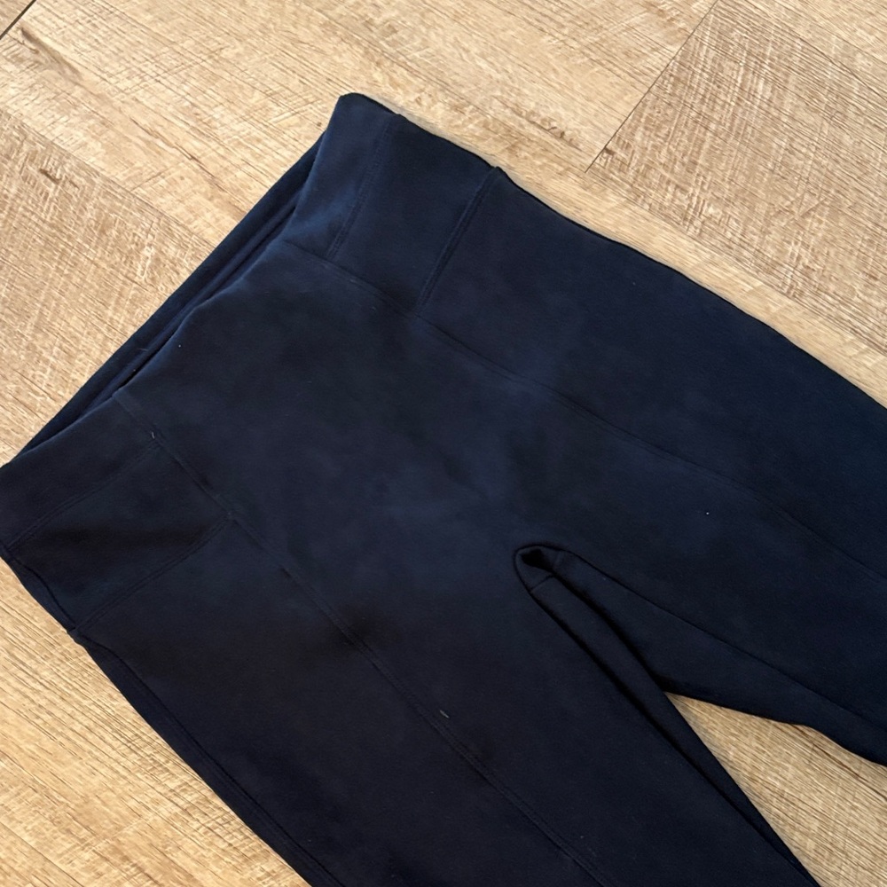 SPANX Navy High-Waist Faux-suede Leggings - Picture 5 of 7